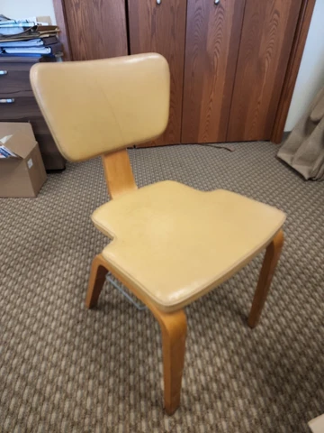 Thonet Chair 1950's Joe Atkinson Designed coppertone vinyl padded seat, backrest Cover
