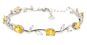 Silver Yellow Sapphire And White Topaz 7.74ct Bracelet Free Gift Box - Picture 1 of 6