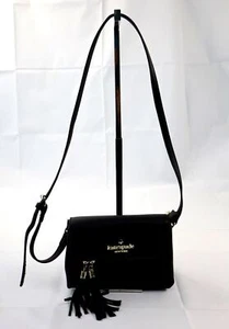 Kate Spade New York Satchel Zipper Fringe Shoulder Crossbody Black Purse - Picture 1 of 12