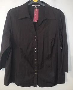 ELVI Black Stretch Fitted Shirt Blouse. Size 22. New With Tags. Work Smart - Picture 1 of 6