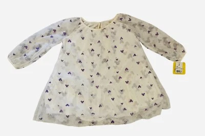 Disney Junior Mickey Mouse Icon Purple White A-Line Tulle Overlay Slip Dress 4T  - Image 1 of 4