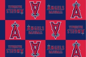 Los Angeles Angels of Anaheim MLB Baseball Squares Boxes Fabric Print s6588Df - Picture 1 of 1