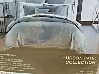 Hudson Park Crespare King Duvet Cover Charcoal Gray BRAND NEW - Image 1 of 4
