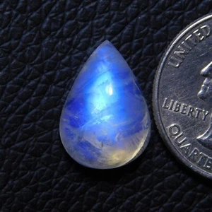 AAA Rainbow Moonstone Cabochon Pear Shape Gemstone 17x12.2x8mm 10.8Cts - Picture 1 of 3