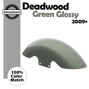 Deadwood Green Glossy Holeshot Performance 19" Short Front Fender For Harley - Picture 1 of 7