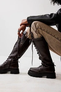 Free People FP Collection Jones Tall Lace Up Boots Brown-UK 6.5, RRP £228, New - Picture 1 of 5
