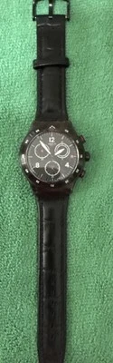 Swatch SR936SW Swiss Made Black Men's Wristwatch 44mm new band  - Image 1 of 4