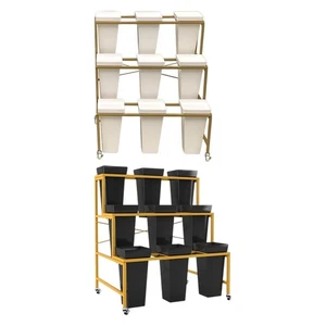 Movable Plant Rack with Buckets Easy to Assemble for Home Office Balcony - Picture 1 of 12