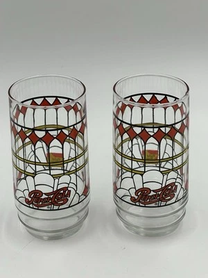 Pepsi Cola Gold Star чили очки Тиффани стиль 16 унций набор из 2 винтажных - Изображение 1 из 4