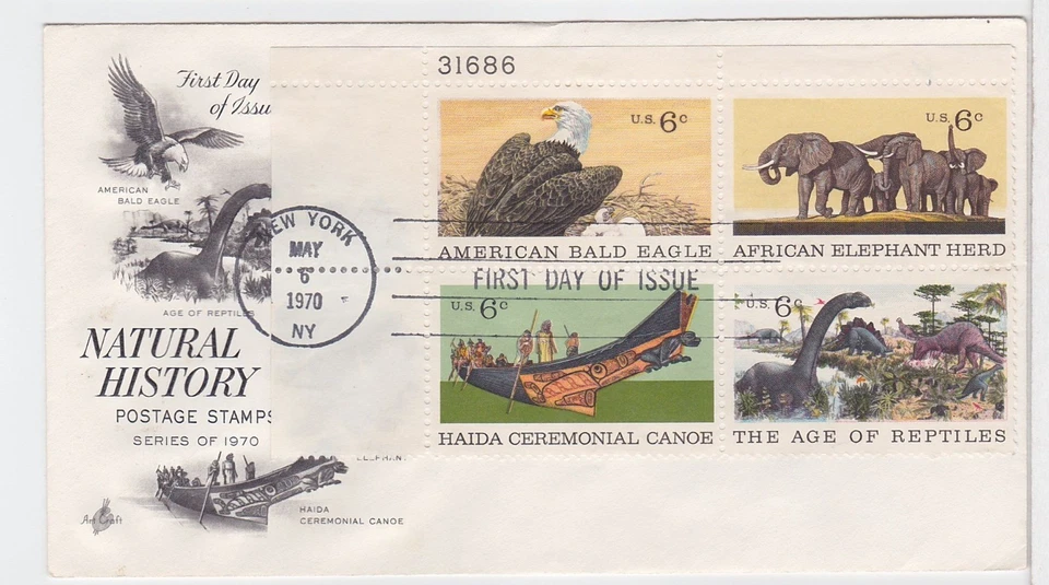 TurtlesTradingPost- Natural History - 1970 FDC #1387-90 Artcraft- Plate Block - Image 1 of 1
