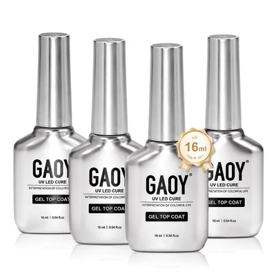 Capa superior de gel sin limpiar 4 piezas 16 ml, acabado de alto brillo para esmalte en gel UV Foto 1 de 4