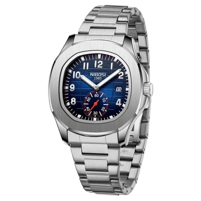 Relógio de mergulho masculino 40MM NIBOSI quartzo aço inoxidável 30M impermeável luminoso NOVO - Imagem 1 de 4