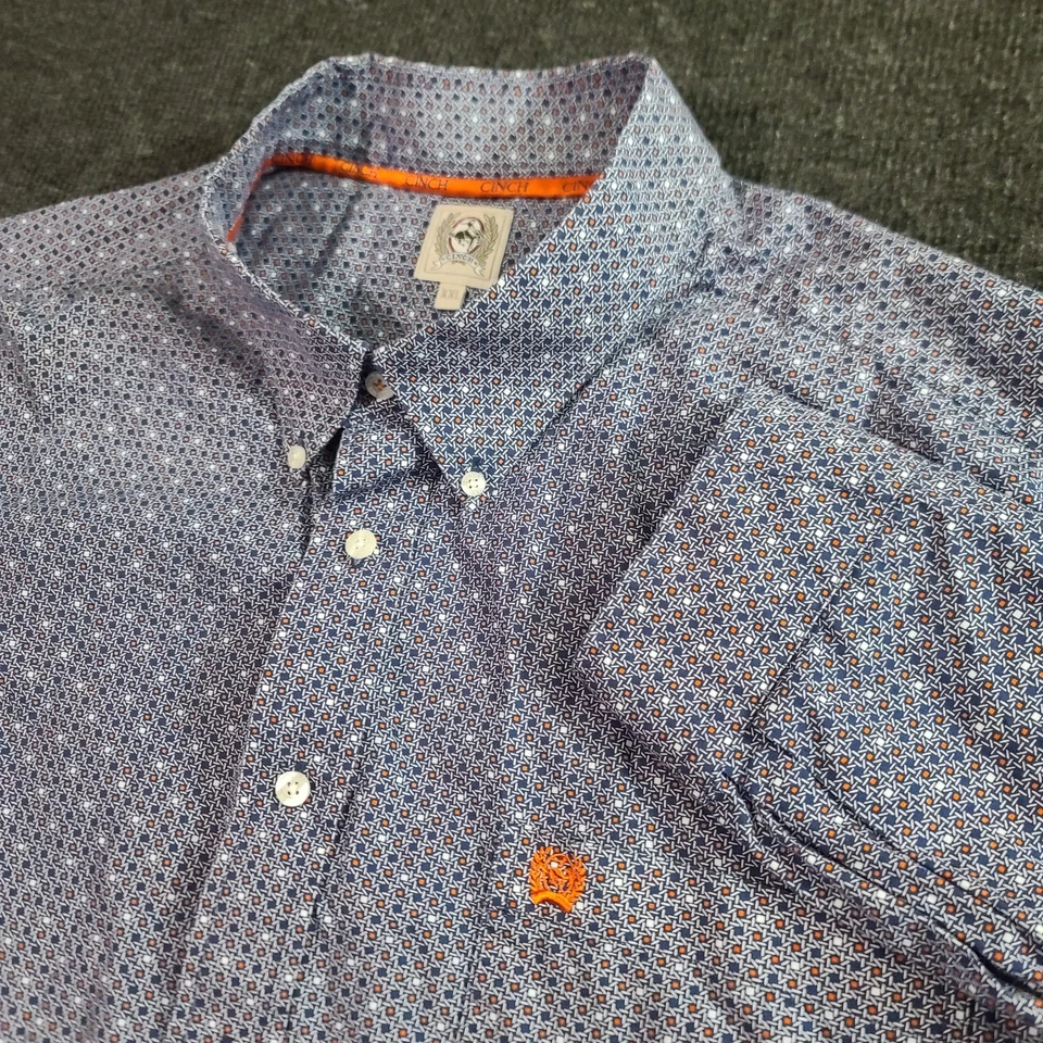 Cinch Men’s Long Sleeve Western Shirt XXL Blue Orange Geometric Button Front - Image 1 of 4