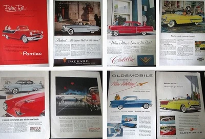 Vintage AD LOT 10 1950s CARS 10.5x13.5 color: Lincolns, Olds 88s, red Cadillac - Image 1 of 4