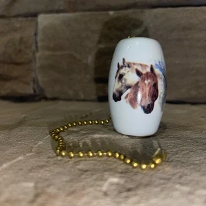 Decorative Horses Fan Light Pull Chain Porcelain - Picture 1 of 6