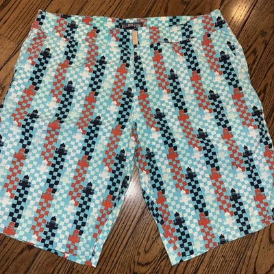 Bañador Vilebrequin Hombre Bañador Azul Aqua Naranja XXL Forro Estampado Faro Foto 1 de 4