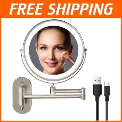 Rechargeable Lighted Makeup Mirror 8 Inch 1X 10X Magnifying - Image 1 of 4