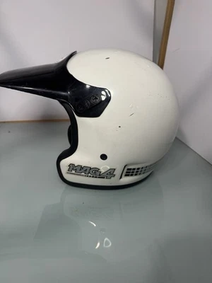 Capacete de motocicleta vintage Bell MAG 4 viseira branca preta tamanho 7 - Imagem 1 de 4