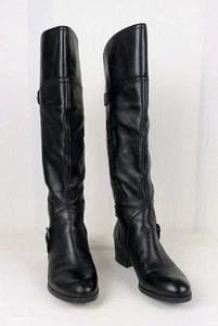 Audrey Brooke Boots Size 8 M Black Knee High Leather Zip - Picture 1 of 17