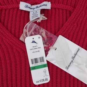 Tommy Bahama Costa Siena Cuello en V ROJO Mujer Tejido Suéter Algodón L Nuevo $128 - Imagen 1 de 8