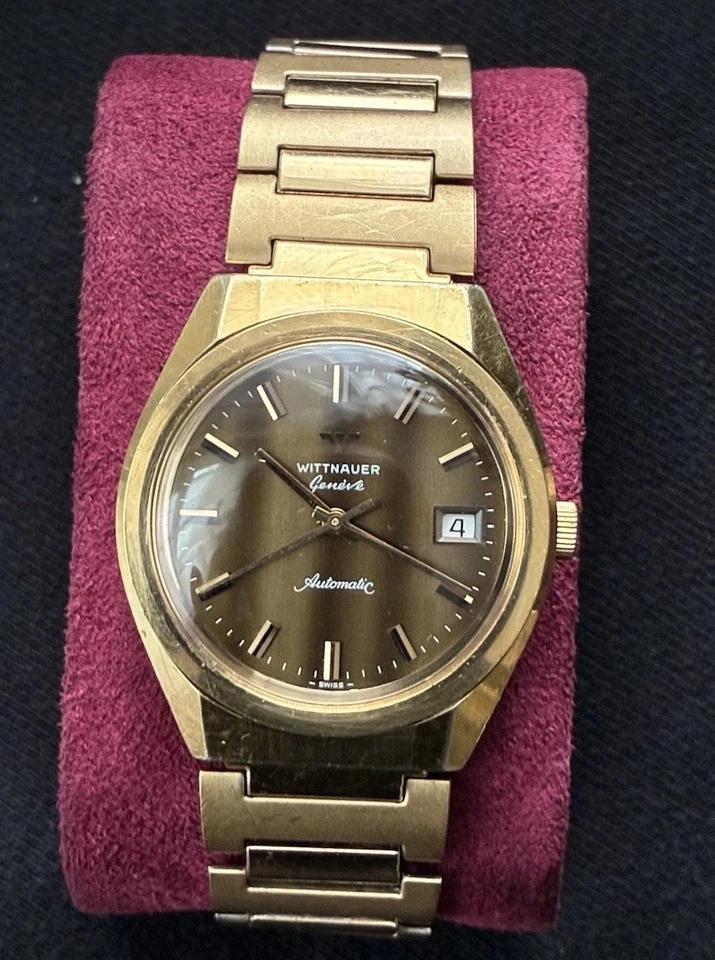 Редкие винтажные мужские автоматические часы WITTNAUER Geneve C11KAS-1 дата швейцарские 1970-е - Изображение 1 из 4