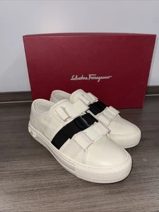 Salvatore Ferragamo Nataly White Calf Leather Sneakers Size 6 C - Picture 1 of 12