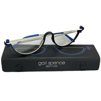 Gafas GAIL SPENCE Media Borde Negro y Azul Diseño Pro N One 0200 Dinamarca con Estuche Foto 1 de 4