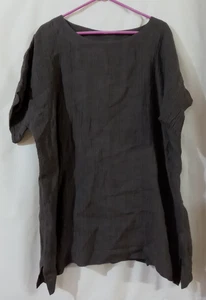 J. Jill Pure Jill 100% Leinen Krepp Tunika Top grau L Oversize Lagenlook kastig - Bild 1 von 5