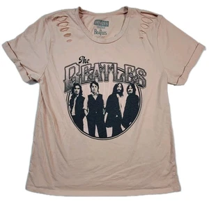 Denizen by Levi’s x The Beatles Distressed Band Shirt Womens Size Large Peach - Picture 1 of 6