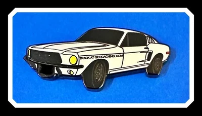 Geocoin 1966 Mustang White Caching in Muscle Cars Black Nickel Unactivated - Image 1 of 2