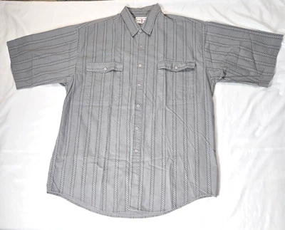 Camisa listra vertical vintage JORDACHE MAN com botões casual cinza tamanho grande - Imagem 1 de 4