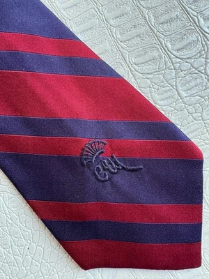 "Corbata de seda italiana de colección condesa Mara azul rojo a rayas de diseñador logotipo de 3"" X 53,5""" Foto 1 de 4