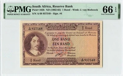 i-001594 South Africa 1 Rand ND (1962-65) PMG 66 EPQ - Image 1 of 2