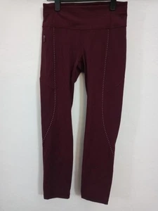 Lululemon Extra Mile Crop Reflective Tight Leggings Size 4 Garnet - Picture 1 of 2