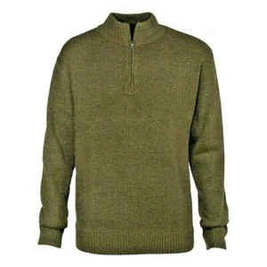 Pull col camionneur cheminée t. XXL vert kaki pull-over laine zippé chasse pêche - Imagen 1 de 1