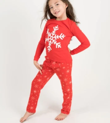 LEVERET Pijama Niña Conjunto de 2 Piezas Copo de Nieve Vacaciones Polar Algodón Conjunto Rojo 8 12  Foto 1 de 3