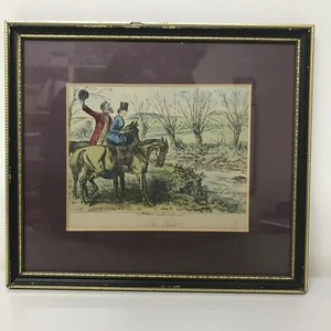 Vintage Equestrian Hunt Print "The View" Small Framed Coloured Horse Riding Art - Picture 1 of 4