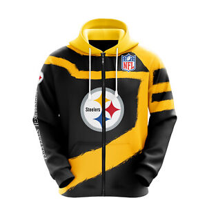Pittsburgh Steelers Men Hooded Zipper Hoodie Sports Sweatshirts Jacket Coat Tops