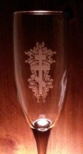 Religious Cross Wedding Champagne Set of 2 Toasting Flutes Glasses Personalized
