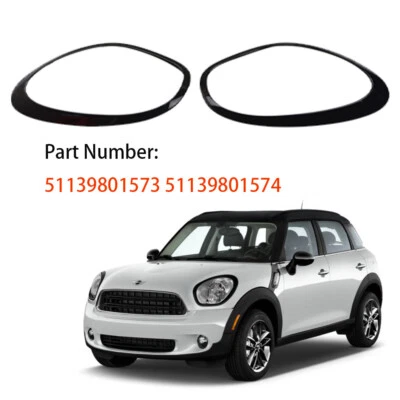 Par de bisel de anillo de ajuste de faros negro para MINI R60 Cooper Countryman 2011-2016 Foto 1 de 4