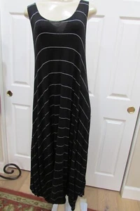 NOBLU BLACK/WHITE STRIPED SMOOTH KNIT TANK FOOTIE DRESS SIZE M - Picture 1 of 6