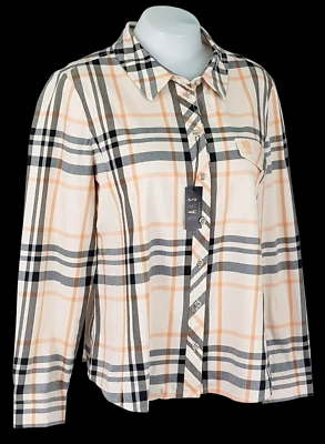 DAKS LONDON Womans Beige Check L/S EVENING DRESS SHIRT Stretch - M - RRP £169 - Image 1 of 4