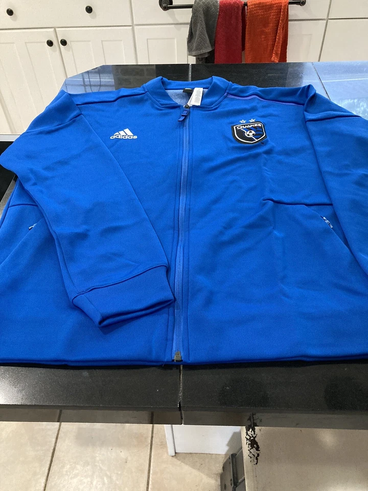 Mens adidas San Jose Earthquakes Anthem Soccer Track Jacket FI1446 Sz XL