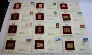 (12) U.S. First Day of Issue 22kt Gold stamps: Statehood, Govt., Aviation - Picture 1 of 6