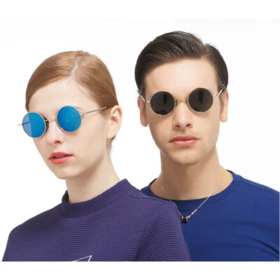 Vintage John Lennon Style Sunlgasses Flash Color Mirror Lens Classic Retro Round - Image 1 of 3