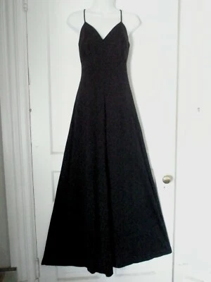 Vestido largo negro de diseñador Joseph Magnin discoteca años 70 para mujer talla mediana Foto 1 de 4