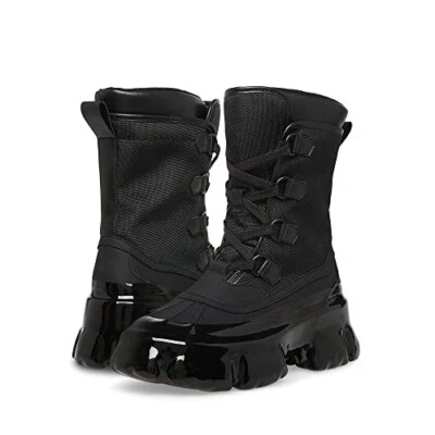 Botas de lluvia Steve Madden Trench TREN06S1 para mujer 6,5 charol negro media pantorrilla ZPO3410 Foto 1 de 4