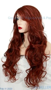 LONG CURLY HEAT SAFE SKIN TOP WIG | T33.130 BROWN RED | HOT SEXY USA SELL 107 - Picture 1 of 12