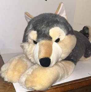 Aurora großer Wolf Husky Hund braune Augen Stofftier grau hellbraun 27 Zoll sauber keine Risse - Bild 1 von 18