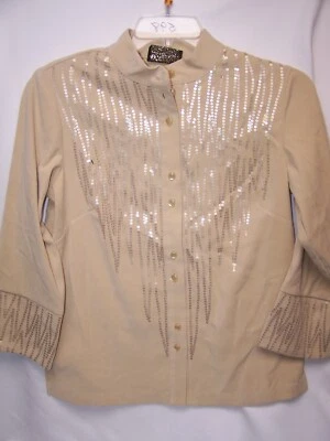 NUEVA Chaqueta Bob Mackie's Talla XS Lentejuelas Frontal y Puño Moleskin  Foto 1 de 2